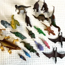 Vintage Toy Dinosaur Hard Plastic Mixed Lot 1980s 90s Playskool Funrise 22 pcs