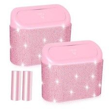 Bling Pink Car Trash Can with Lid - Pack, Mini Auto Garbage Can 2 Pink Diamond