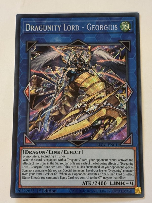 ☆ BLGG-EN014 Dragunity Lord - Georgius Secret Rare 1st Ed YuGiOh ☆