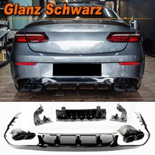 F&uuml;r Mercedes Benz C238 E63AMG 2016-2020 Heckdiffusor Auspuffblende Glanz Schwarz