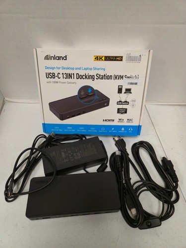 Inland USB-C 13 in 1 Docking Station KVM Switch with 100W Power Delivery