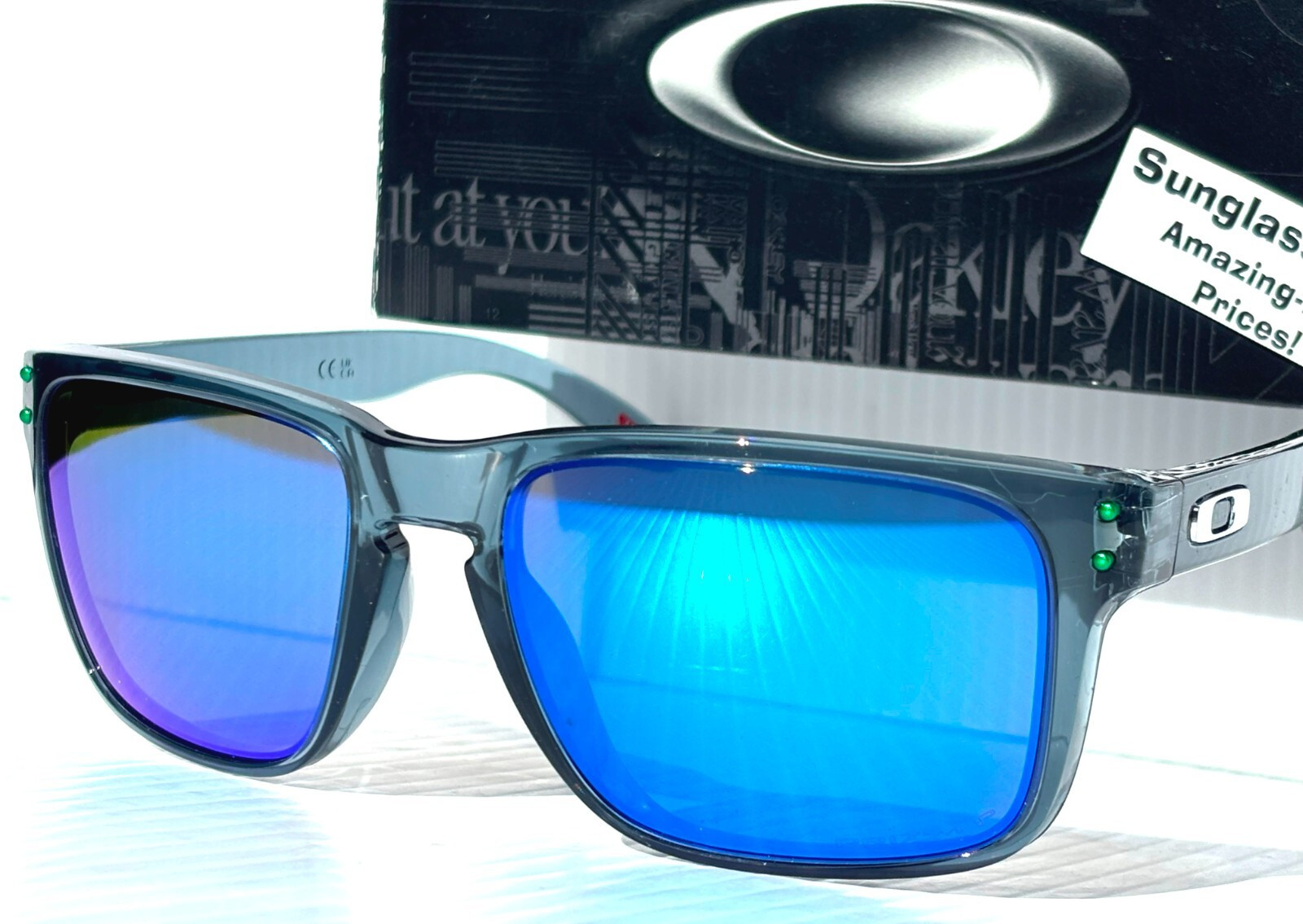 Oakley HOLBROOK XL Crystal Black Smoke PRIZM POLARIZED Sapphire Sunglass 9417