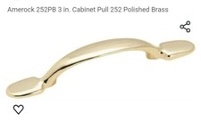 Lot Of 9 Allison Cabinet Pulls Polished Brass 3" Center To Center 252PB