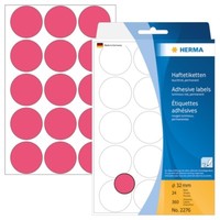 Herma 2276 Vielzwecketiketten/Farbpunkte Ø 32 Mm Rund Leuchtrot Papier Matt Hand
