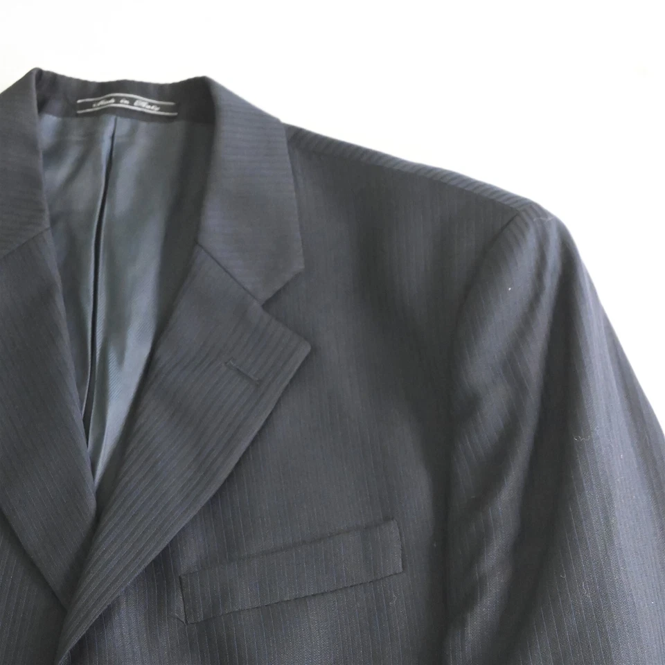 Bachrach 40R 32x32 Azul Marino Rayas Hecho en Italia 100% Lana Hombres Chaqueta Pantalones Traje Foto 3 de 4