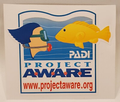 PADI Project AWARE Sticker Scuba Sport Dive Car Boat Sticker Tank Decal NEW