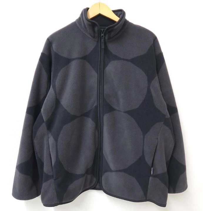 Uniqlo x Marimekko 2024 Women Fleece Full-zip Jacket Black Gray Beige 465208 NEW - Image 3 of 4
