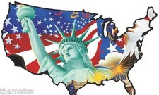 USA FLAG MAP STATUE OF LIBERTY HELMET BUMPER STICKER DECAL MADE IN USA