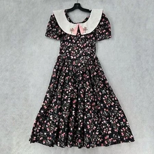 Vintage Go Vicki Dress Size 3/4 Made in USA 100% cotton Bib Collar Cottagecore