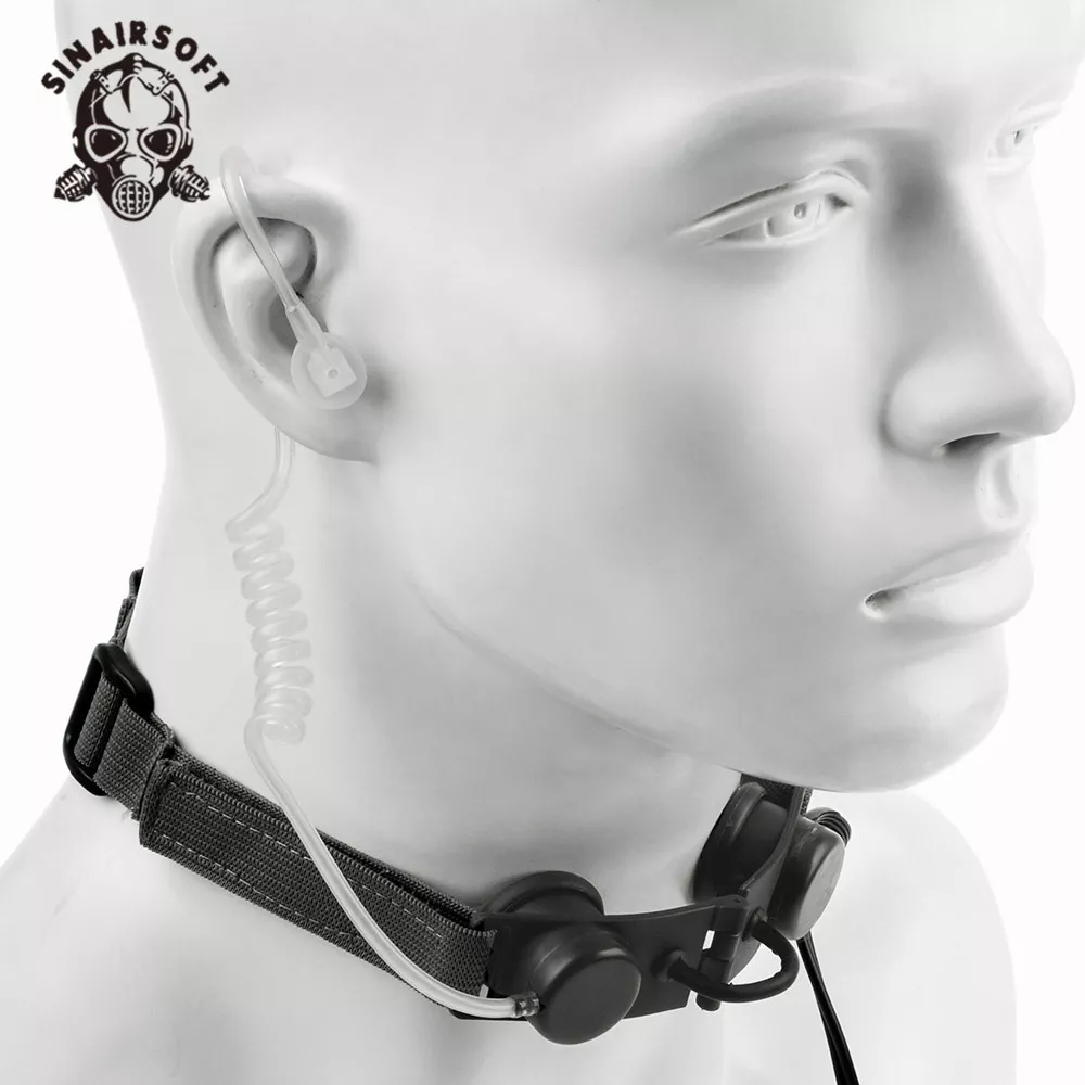 Z tactical Military Throat Mic Tube Earpiece Headset PTT Portable
