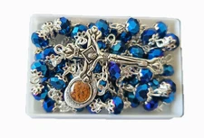 Catholic Deep Dark Blue Jerusalem Crystal Rosary