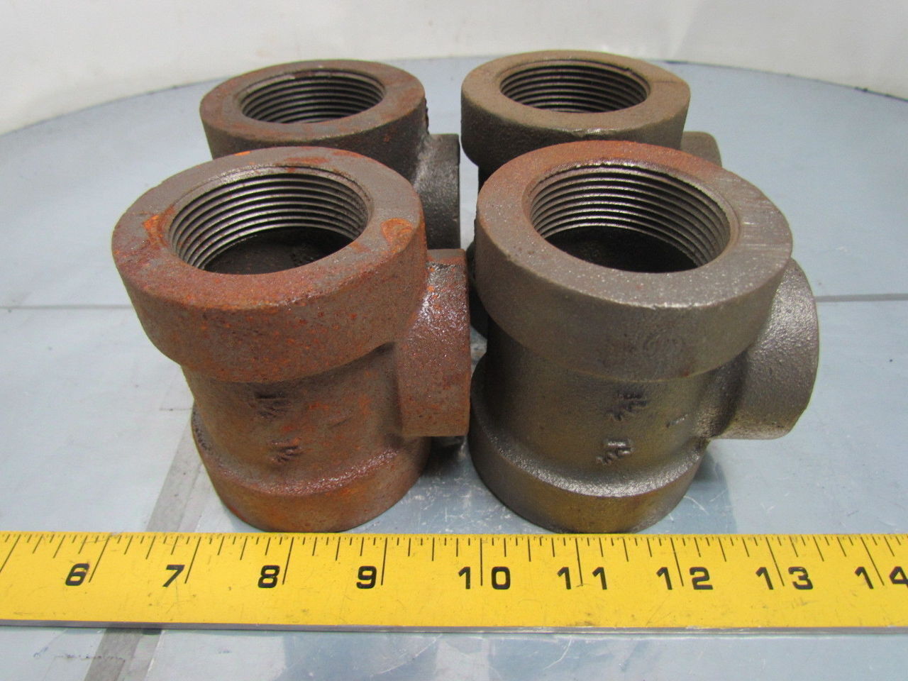 Ward 1-1/2x1-1/2x1"NPT Black Cast Iron Reducing Pipe Tee USA Class 125 Lot of 4