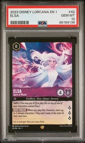2023 Disney Lorcana Chapter 1 Elsa Spirit of Winter 42/204 Legendary PSA 10