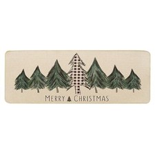 Christmas Trees Door Mat Seasonal Winter Happy Holiday 47x17 Inch Green