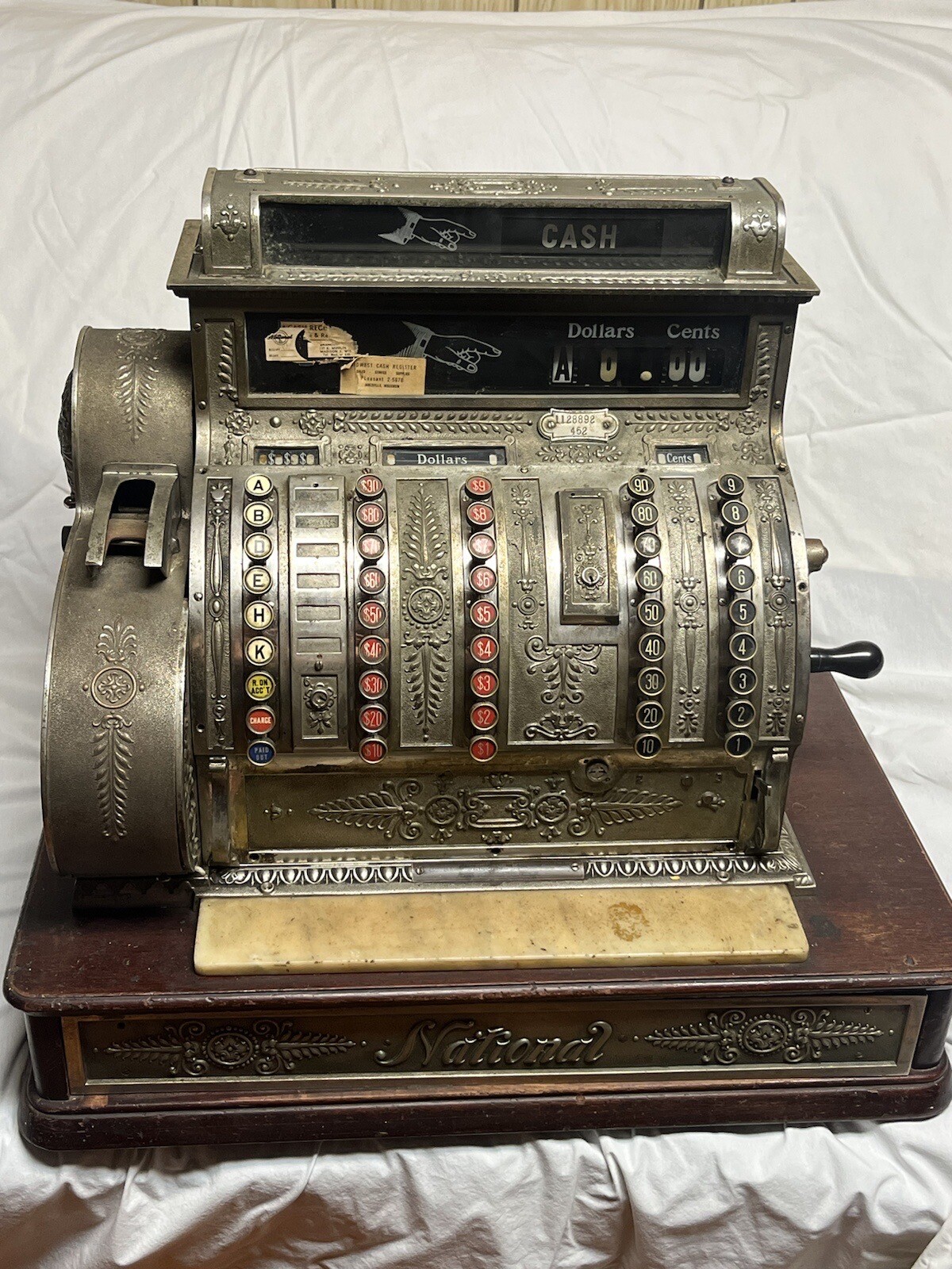 Antique Brass National Cash Register Model 452 eBay