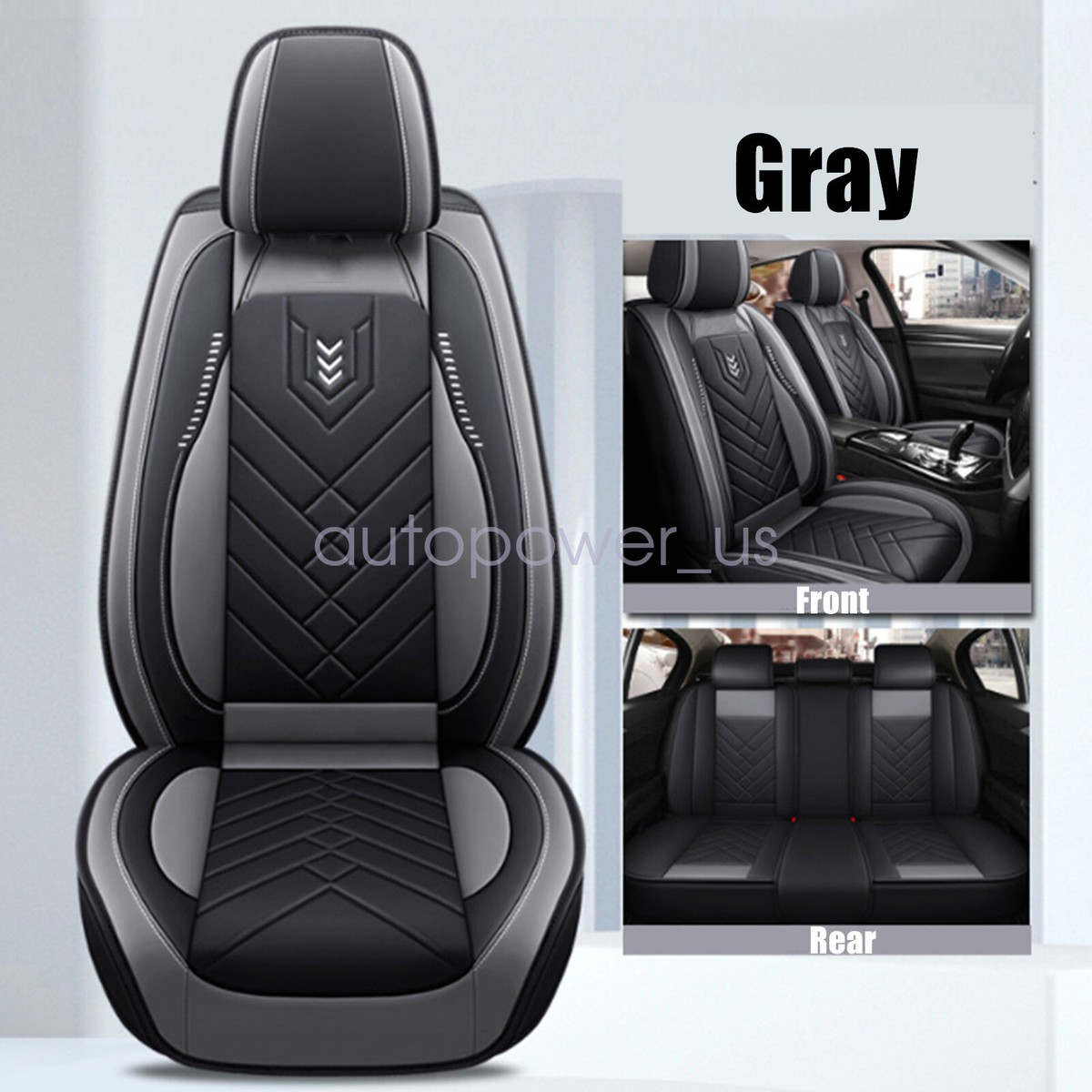 Black & Gray PU Leather 5-Seat Cover Set – Fits 2007-2023 Toyota Tacoma 4-Door