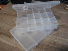 2 USA Plastic 5x7 Fishing Tackle Utility Boxes 8 to 14 Compartments 6 Dividers