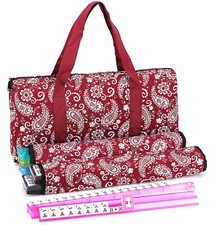 American Mahjong Set 166 Tiles Red Paisley Bag 4 Pushers/Racks Western Mahjongg