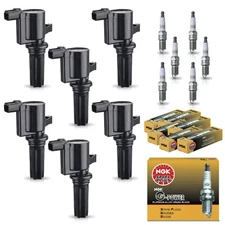 6X Ignition Coil & 6X NGK Platinum Spark Plug for 00-05 Lincoln LS V6 3.0L FD496