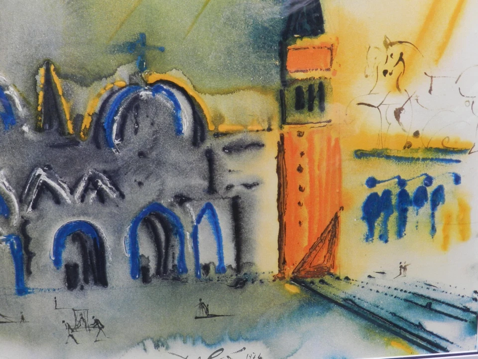 Salvador Dali 向威尼斯致敬,圣马可大教堂 1975 年艺术品框架 K — 第 4/4 张图片
