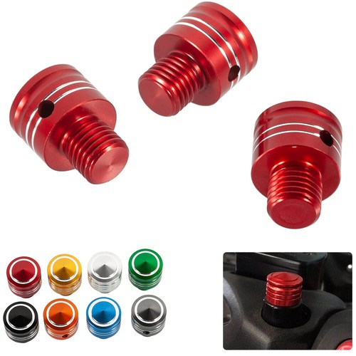 2-Pack Aluminum Mirror Hole Plugs - M10x1.25, Universal Motorcycle Fit, Anodized