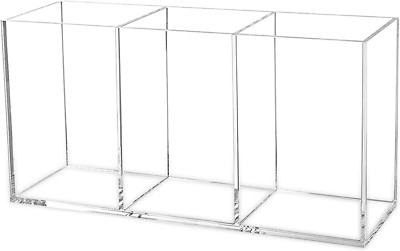 Clear Makeup Brush Organizer,Acrylic Cosmetic Brushes Storage Holder with 3 Slot