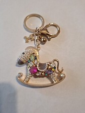 Sparkling Keychain Ring Purse Charm Multi Color Rocking Horse Crystal Rhinestone