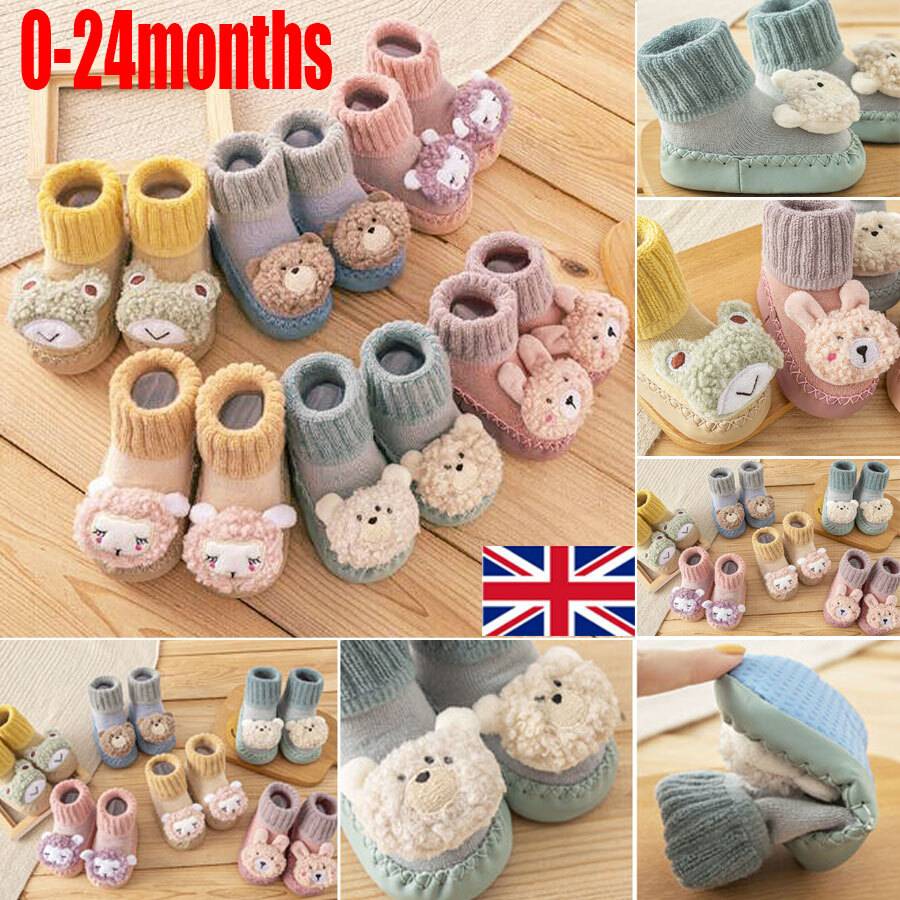 Toddler Slippers Boots Crib Fuzzy Shoes Socks Baby Anti slip Pre