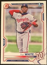 2021 BOWMAN DRAFT TJ WHITE WASHINGTON NATIONALS PROSPECT #BD-157 1ST BOWMAN