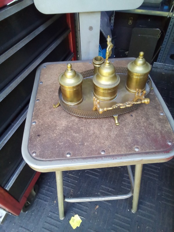 vintage brass big set desk ink