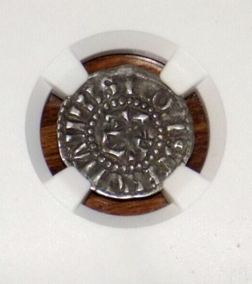 1015-1036) France Maine Silver Denier Herbert I 1.11g NGC XF 45 