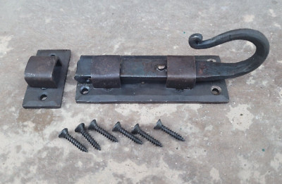 Rustic Iron Flat Sliding Lock Cabinet Door Cupboard Dead Bolt Latch Barn Barrel