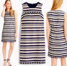 J.Crew Striped Scalloped Grommet Sleeveless Shift Above Knee Dress Size 6