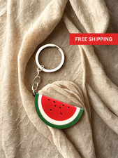 Watermelon Slice Keychain Trendy Cute Fruit Keyring, Colorful Bag Charm