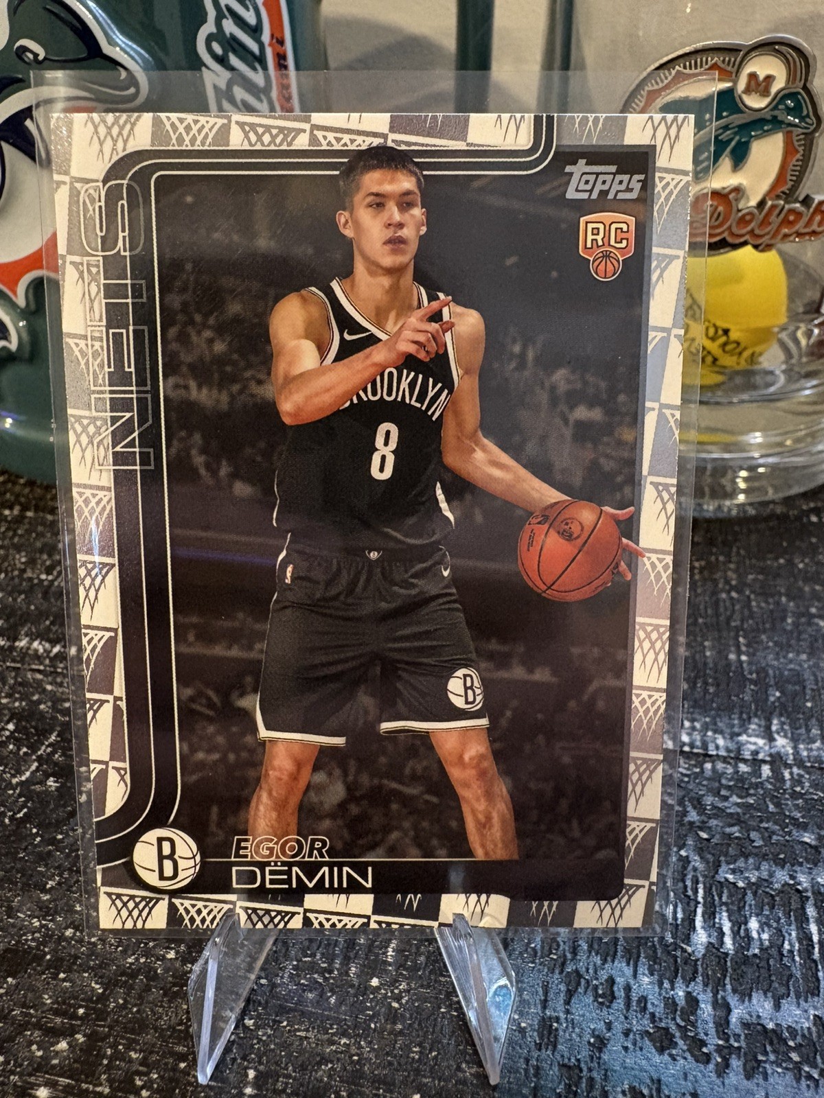 2025-26 Topps Basketball Egor Demin RC Hoops Border Nets 208 - Brooklyn Nets