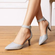Women Dress Pumps Pointed Toe Low Stilettos Heels Wedding Party Pumps Shoes