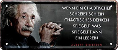 schilderkreis24 Blechschild Albert Einstein Spruch Zitat  WENN EIN CHAOTISCHER S