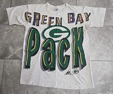Vintage Green Bay Packers T Shirt Apex Large 1993 Single Stitch White USA READ