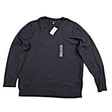 Alfani BLACK LABEL V-Neck Cotton Blend Sweater - Deep Black - Men's XL