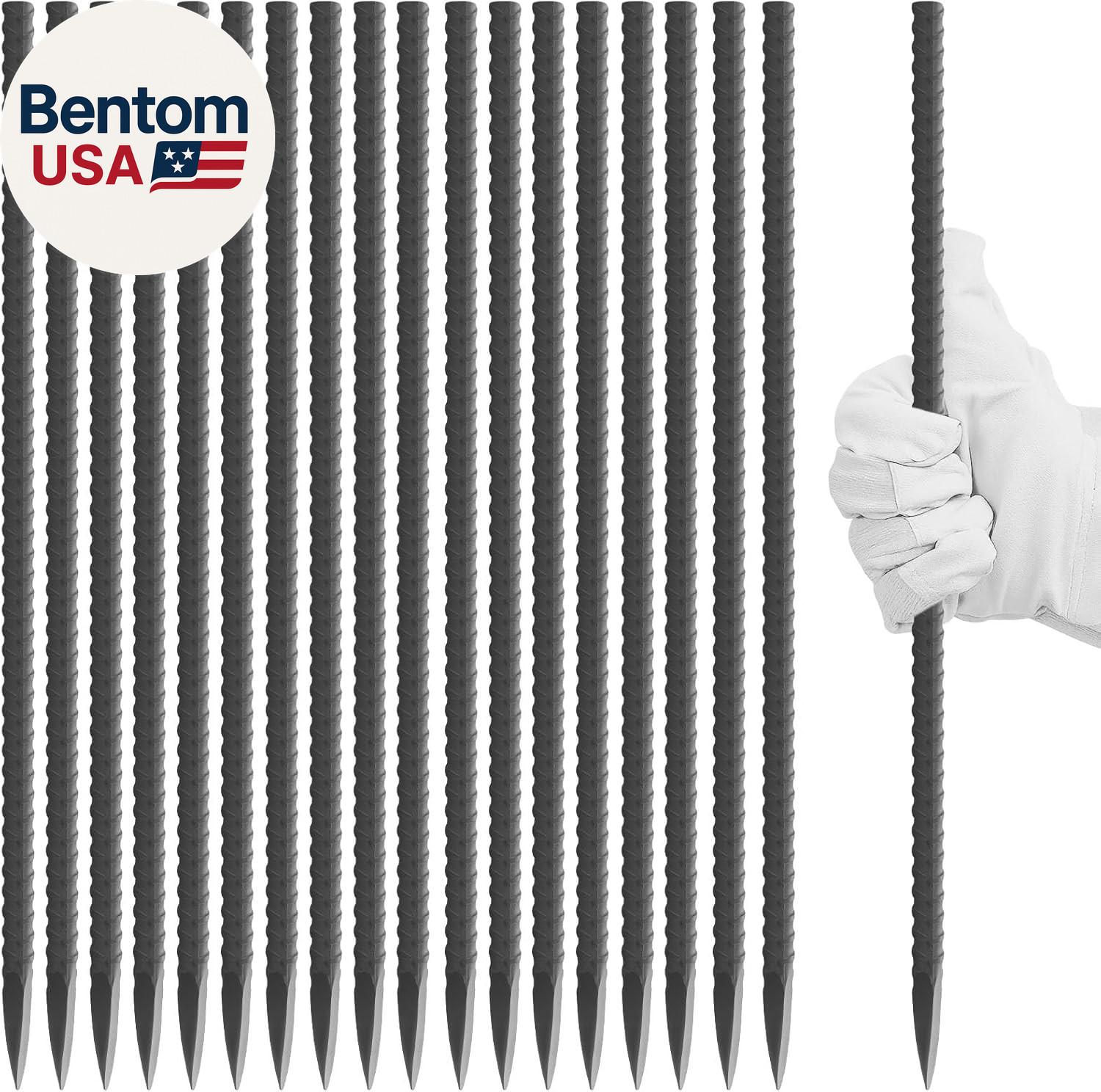 50 Pcs Ground Rebar Stakes 16 Inch, Heavy Duty Landscape Timber Spikes 5/16'' Di