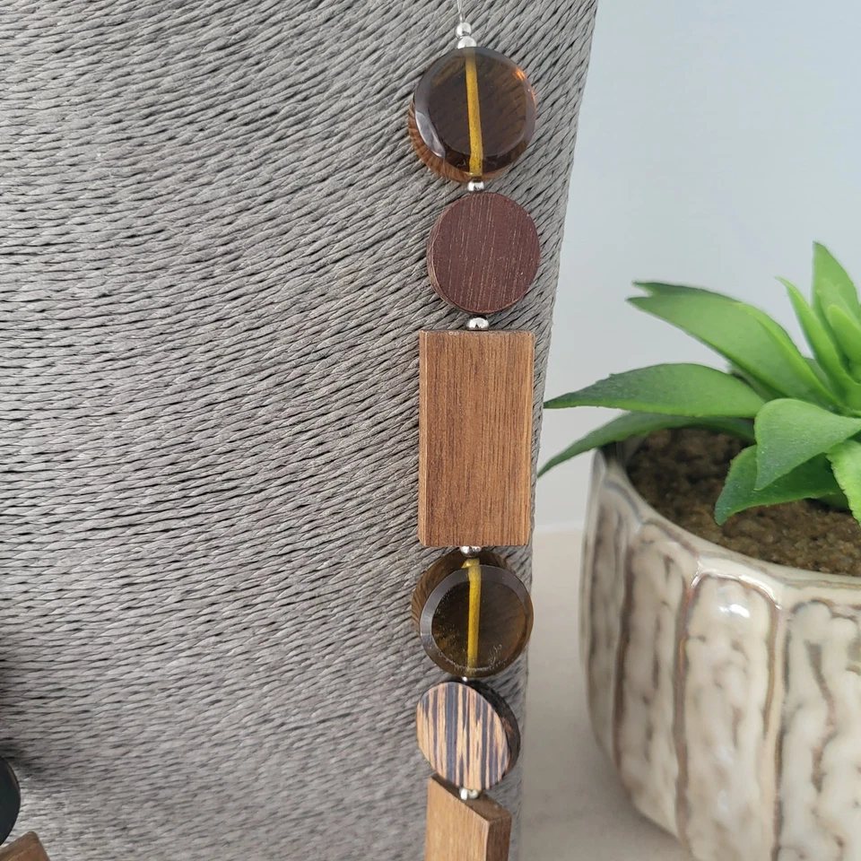 Ожерелье из длинной проволоки EAST коричневые деревянные акриловые бусины богемные ювелирные изделия - Изображение 2 из 4