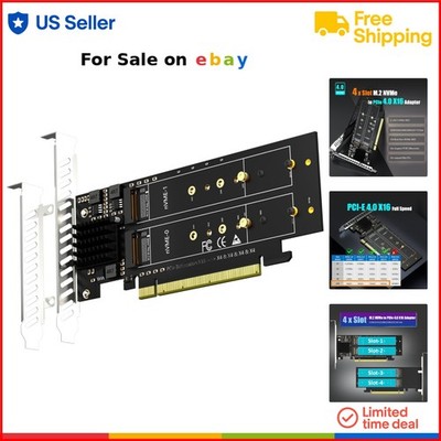 Quad M.2 NVMe to PCIe 4.0 X16 Adapter Supports 4 SSDs RAID OS Booting