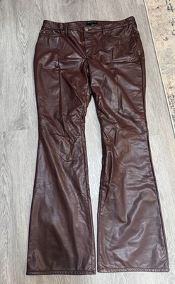 Banana Republic Leather High Rise Bootcut Pants Bordeaux Kiss sz 33/16 (38x33)