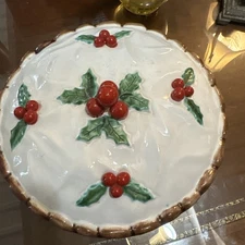 Vintage Cherry Pie Dish Plate Covered Pie Plate Mid Century 50s Kitchen Portugal