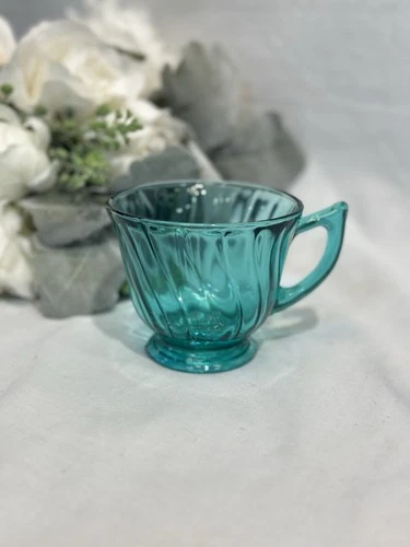 Vintage Jeannette Glass Swirl Ultramarine Depression Glass Coffe/Tea Cup 1937/38