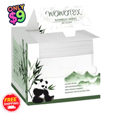Bamboo Face Towels 12x10 Inch Disposable Biodegradable Thick 60 Count
