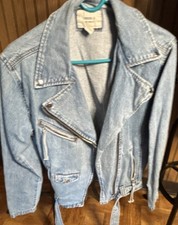 FOREVER 21 Womens Blue Biker Moto Jacket Size...
