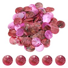 120Pcs Shell Beads for Jewelry Making, Flat Shell Coin, Rose Red