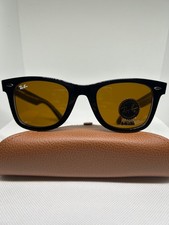 Ray-Ban Wayfarer RB2140 1294/33 Sunglasses Black On Transparent Frame Brown Lens