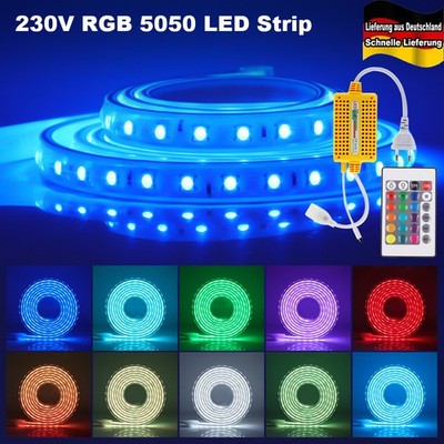 230V Hochglanz RGB LED Lichtschlange   Wasserdicht, Fernbedienung, Smart Control